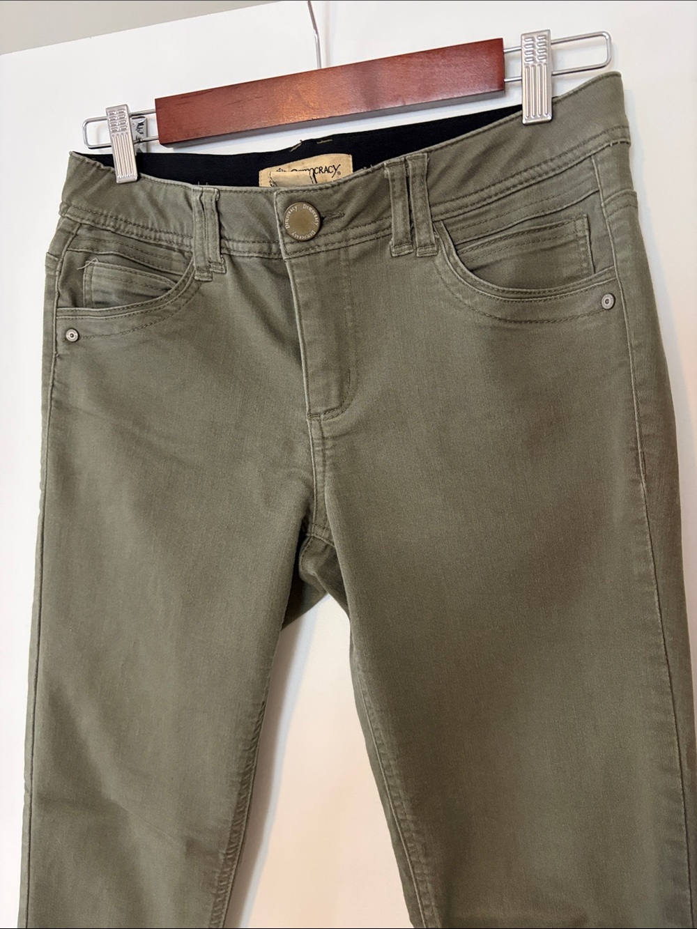 Democracy Skinny Jeans in Olive Green - Picture 2 of 3